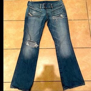 Distressed jeans, straight leg size 30.